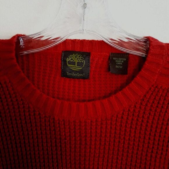 Timberland Sweater Women Medium Wine Red Pullover Long Sleeve Logo - Picture 3 of 11